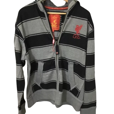 Liverpool Mens Size L Hood Jacket Black  / Grey 