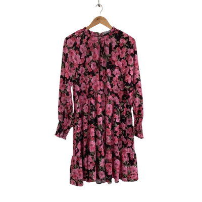Decjuba Womens  Size M Floral Dress / Long Sleeve Dress / Midi Dress / Mini Dress Black  / Floral / Green / Pink  