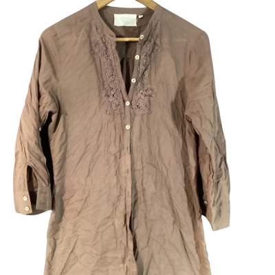 Jump resort linen top  Size 10 Brown 