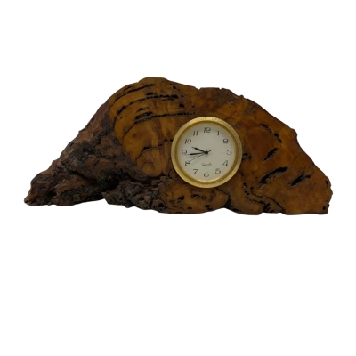 Burl Wood Quartz Desk Clock