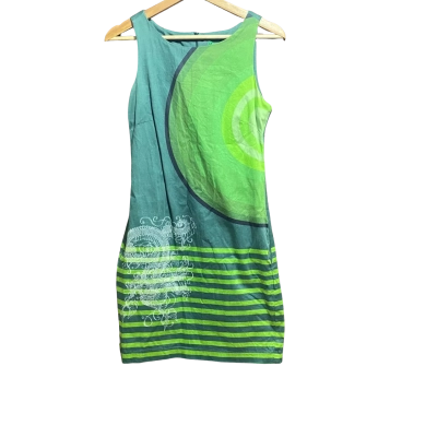 Desigual Womens  Size 6 Mini Shift Dress Green 