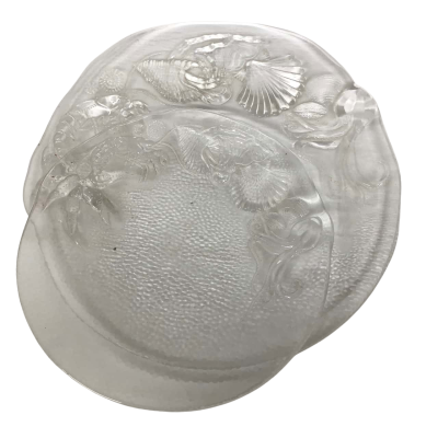 Pasari Indonesia Set of Two Clear Glass Serving Platters - Raised Ocean Scene