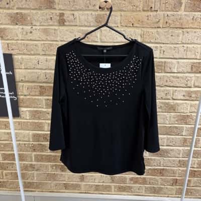 Liz Jordan Womens AFTER DARK CAPE SLEEVE TOP BLACK Size 12 