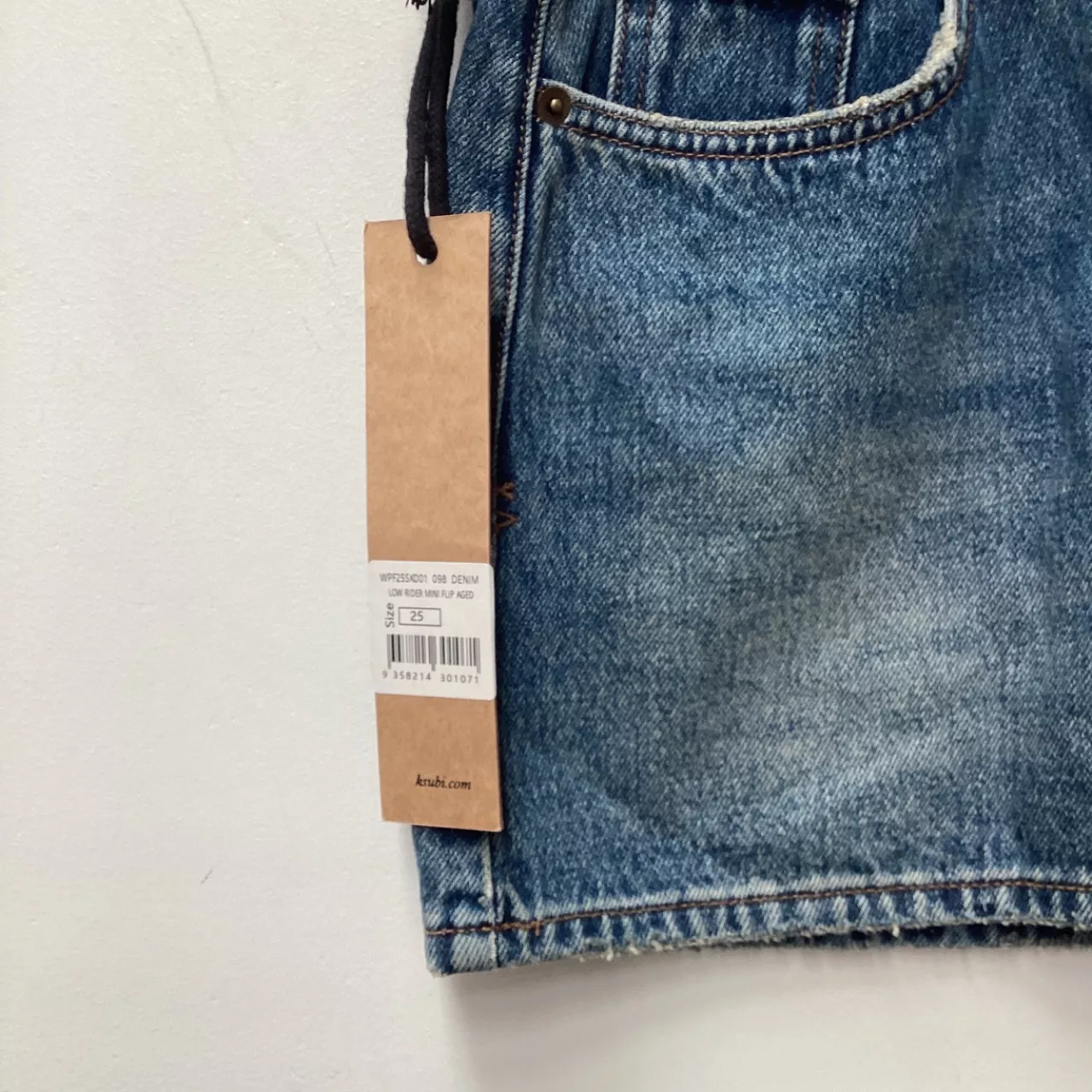 NEW - Ksubi Low Rider Mini Flip Aged Denim Skirt Size 25