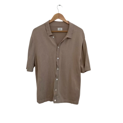 Academy Brand Mens  Size XL Short Sleeve Shirt Beige 