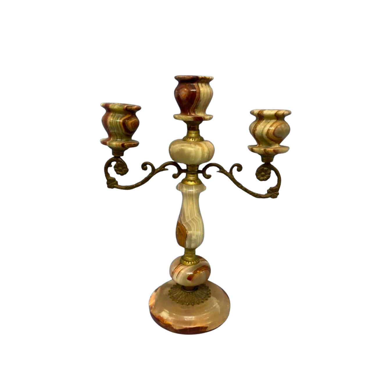 Polished onyx triple candlestick holder(s)