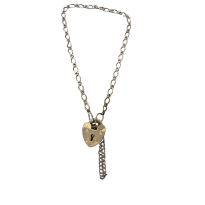  Vintage Heart Lock Bracelet Sterling Silver 