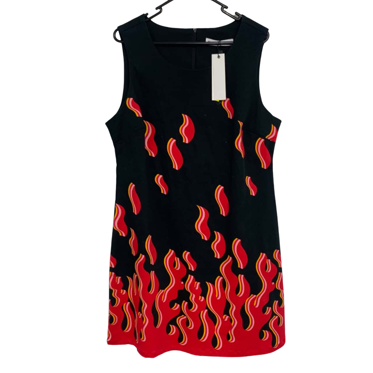 BNWT Black Friday Womens Size 14 Midi Dress Black w/ Flame Design(s)
