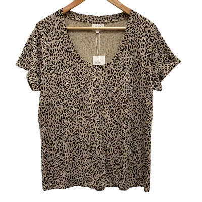 Seed Heritage Linen Leopard Print Scoop Neck Tee Size L