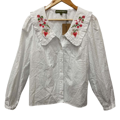 Princess Highway Folk Art Embroidered White Blouse Size 12