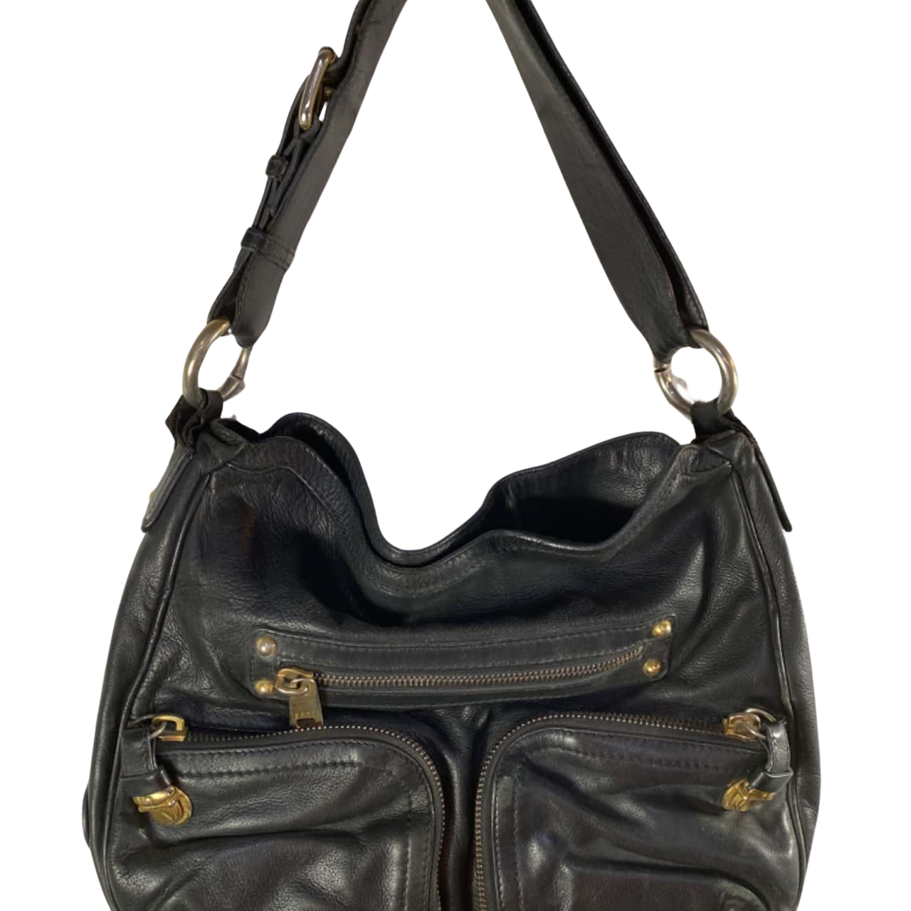 Marc Jacobs Womens Leather Handbag Black / Gold (s)