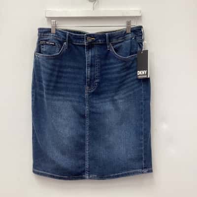 New-Size L DKNY Jeans Womens  Denim Skirt Blue 
