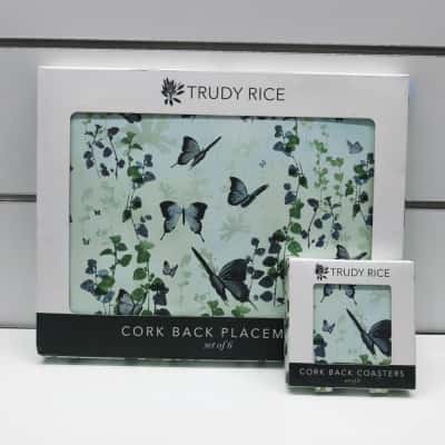 Trudy Rice "Butterflies" Cork-Back Placemats and Coaster Set