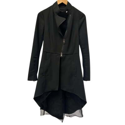  La Heine Inside US Womens Size S Black Zip Jacket with Tulle  