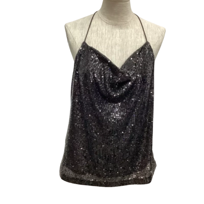 Witchery Sequinned  Size S Shoestring Strap Top Black  