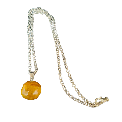  Womens Tigers Eye stone on silver look Necklace 