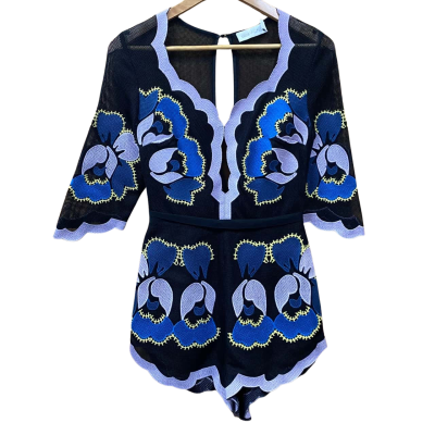 Alice McCall Black Mesh Patterned Playsuit Size 6