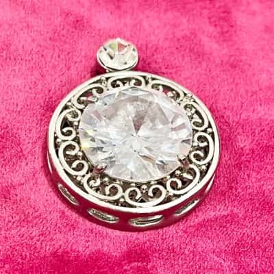 Large Silver Gemstone Pendant-quirky design.