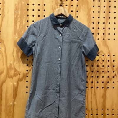 Acne Studios Women's Button Up Short Sleeve Top Denim Blue XXS-XS 