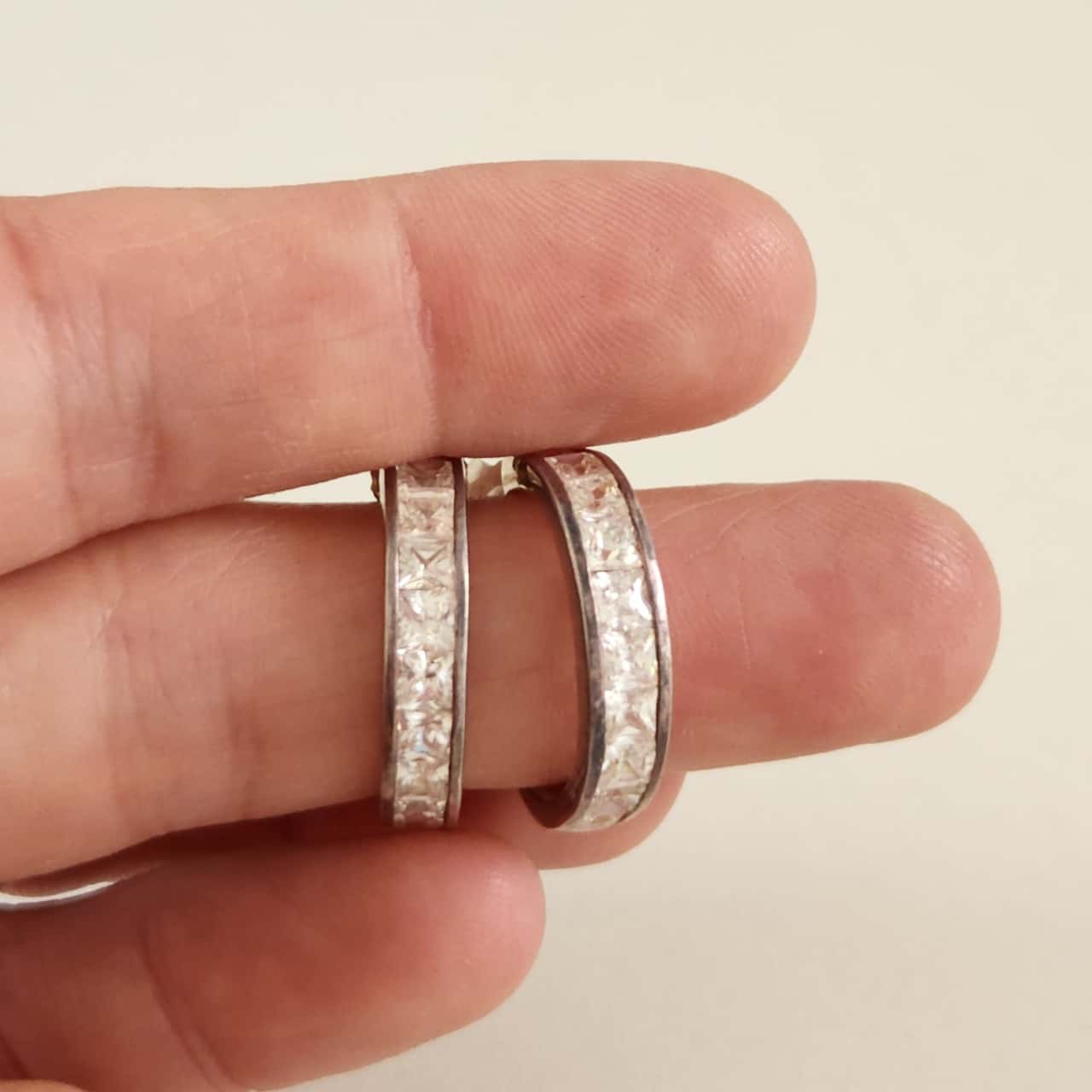 Lot De Bijoux Lourd En Argent 925 - Collier Et Boucles D'oreilles Avec Zirconium - Style Chic Et Brillant
