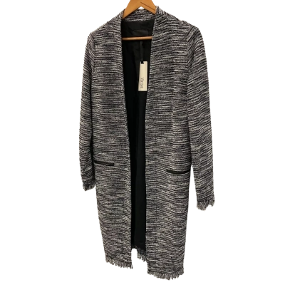 Morrison Womens  Size 2 Longline Cardigan Black  / White 