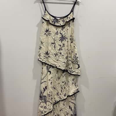  Leonne Edmiston Ed  Size 2 Maxi Dress Blue / Cream 