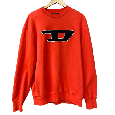 Diesel Mens Size L Red Logo Jumper 