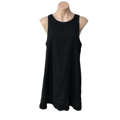 Sportsgirl Womens Size 12 Black Linen Blend Sleeveless Shift Dress