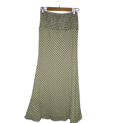 Pepper Mayo  Womens  Size 10 Maxi Skirt Checked / Green / White 
