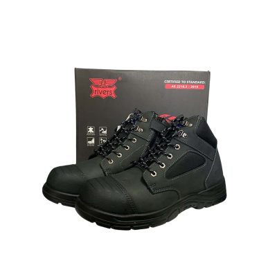 Rivers Black Leather steel toe Safety Boots Men's size 12