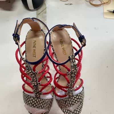 Nine West Womens Blue, Red & Multicoloured Heels Size 7.5 