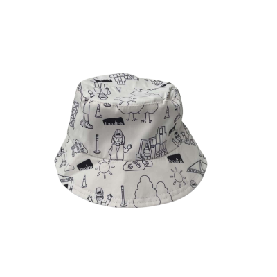 Bucket hat. White with Black pictures  