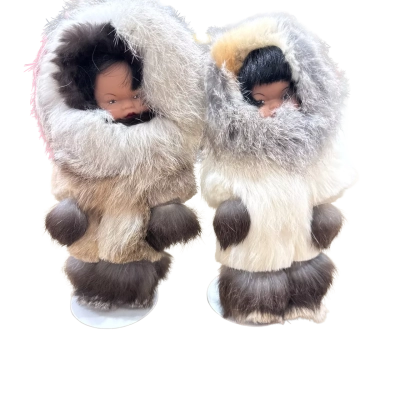 Set of 2 Alaskan Eskimo Doll: Porcelain Face
