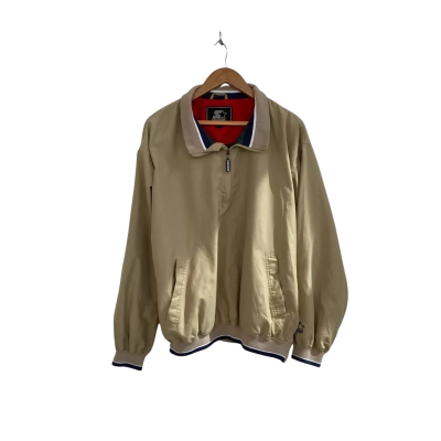 Starter Vintage Mens  Size L Pullover Khaki / Navy Blue / White 