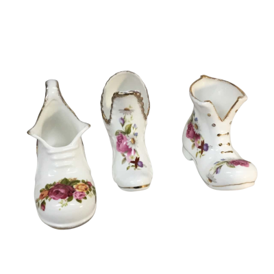 Floral Fine Bone China Boots & Shoe Approx 9 x 8 cm 