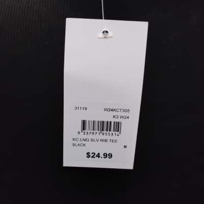 KC Collections Womens  Size M Crew Neck Top Black  (B)