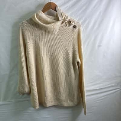 David Lawrence Womens M Turtleneck Jumper Champagne 