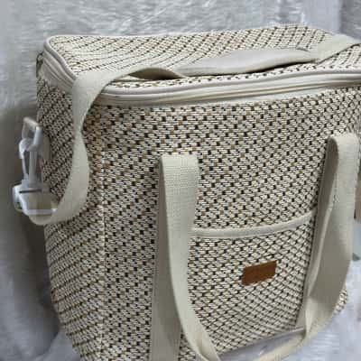  Brown / Cream / Silver beach bag