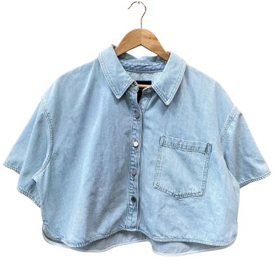 Witchery Light Blue Cropped Denim Shirt Size 16