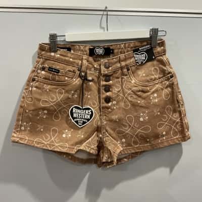 Ringers Western Womens  Size 8 Denim Shorts Brown 