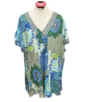 Orientique Womens  Size 22 Short Sleeve Top Multicoloured 