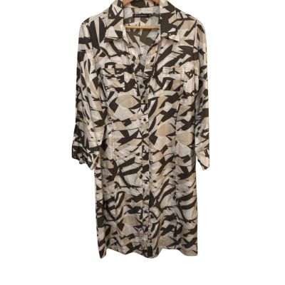 Trent Nathan Womens Size 16 Cream/Brown Shirt Dress 