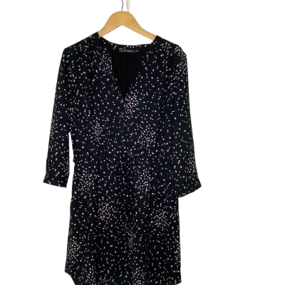 Portmans Womens  Size 12 Midi Dress Black  / Pattern / Purple / White 