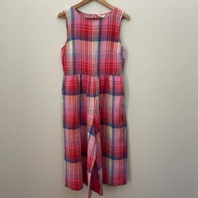 Gorman Womens  Size 10 Linen Jumpsuit - Multicoloured Check