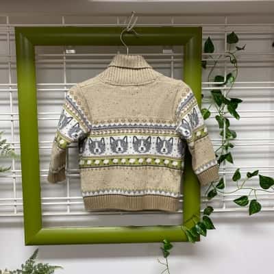 Purebaby Organic Cotton & Wool Kids  Size 1 Cardigan Animal print 