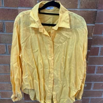  Womens By CW Size XS Button Up Top Yellow 