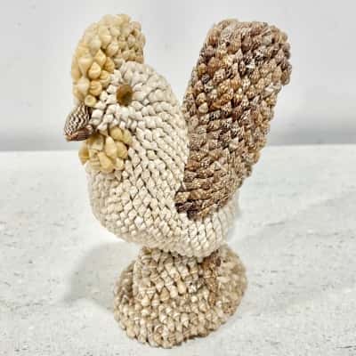 Vintage Folk Art Rooster Encrusted w/ Seashells- so cute