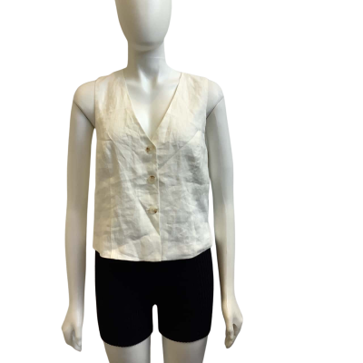 Brand New Forever New Womens (Youth)  Size 14 Linen Vest Jacket Porcelain