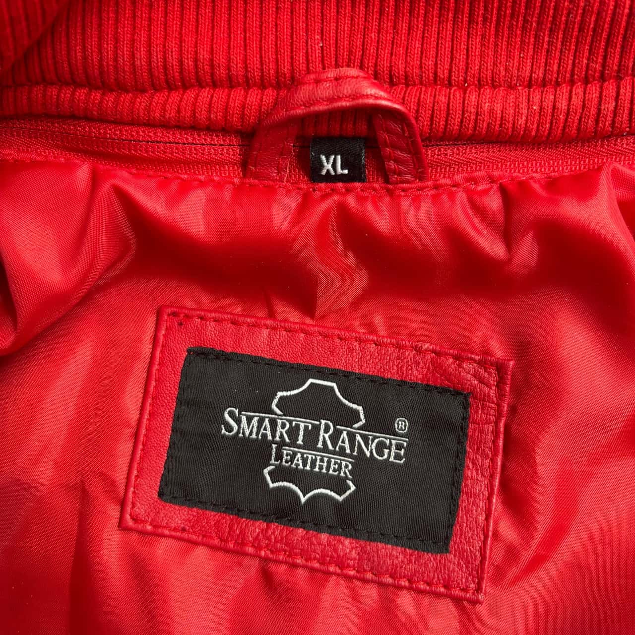 Smart Range Mens Size XL Front Zipper / Leather Jacket Red (s)