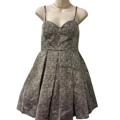 Ladakh  Black Patterned Mini Formal Dress Size 8